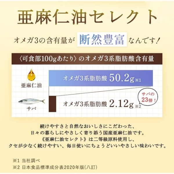 北海道産 亜麻仁油セレクト95g（生食用）