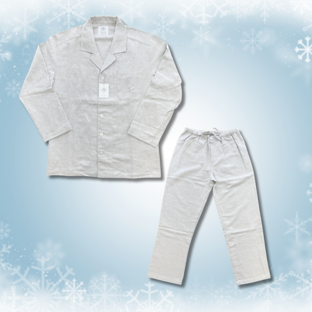 〈桐箱ギフト〉サフィラン＆綿麻ヘリンボンリネンパジャマ